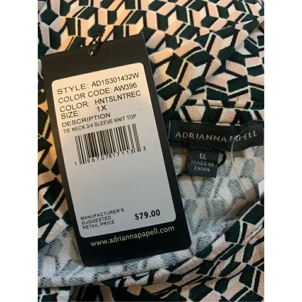 Adrianna Papell Tie Neck Knit Top